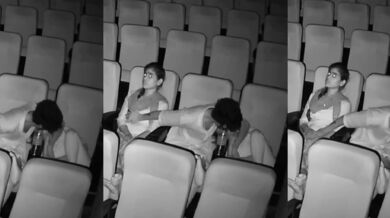 Cinema hall me amateur couple ki threesome CCTV footage