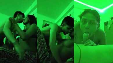 Hot padosan ke sath passionate kiss aur blowjob MMS in Hindi